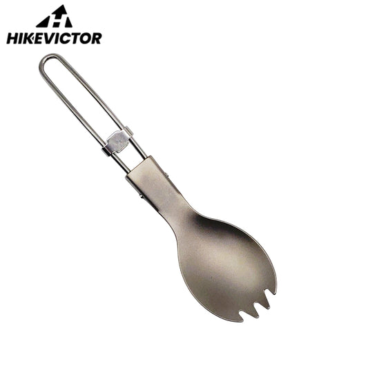 HikeVictor チタン屋外折りたたみスプーンスポークハイキングピクニック食器キャンプ用軽量調理器具